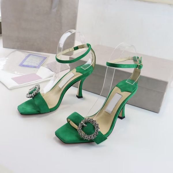 Женские дизайнерские сандалии модный страт-хрупкий сапог цветовой кусочек кожаные заостренные высокие каблуки