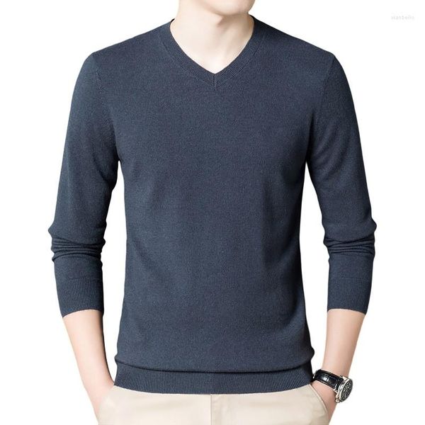 Blusas masculinas Cashmere V Neck Sweater Homem Men jumpers de malha de outono