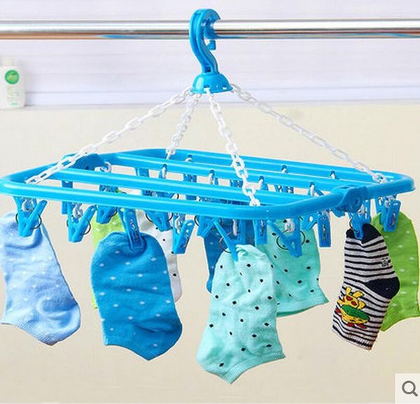 Aufbewahrungsboxen 32clip Kunststoffaufhänger Falten Wäscheständer Unterwäsche Rahmen Socken Clip Multifunktionale Kleidung