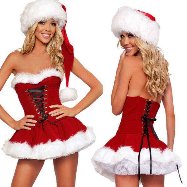 Sahne Giymek Seksi Lady Noel Baba Xmas Güzel Erotik Noel Prenses Cosplay Karnaval Gece Kulübü Partisi Fantezi Elbise T220901