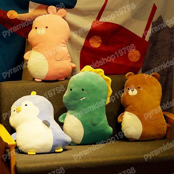 45cm Kawaii Dinosaur Penguin Rabbit Plush Toys travesseiros de urso marrom boneca de animais de pel￺cia de pel￺cia de bonecas macias para crian￧as presentes de meninas