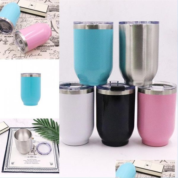 Bottiglie d'acqua 16 Oz Tazze di guscio d'uovo Bottiglia thermos in acciaio inossidabile Blu Bianco Nero Bottiglie d'acqua per escursioni all'aperto Consegna a goccia 2022 Home Dhpvm