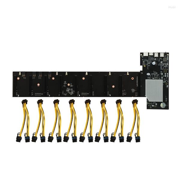 Placas-mãe eth-hsw3 btc mineração placa-mãe 8 pcie x16 slot de placa gráfica de 67 mm DDR3 SO-DIMM RAM MSATA USB 2.0 com cabos de alimentação