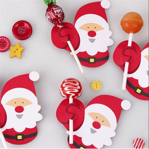 50шт/лот мультфильмы Санта -Клаус бумажные карточки Lollipop Diy Lollipop Dired Decor Декор Рождественский украшение 2022 Navidad Newge FY3992 P1024 2023