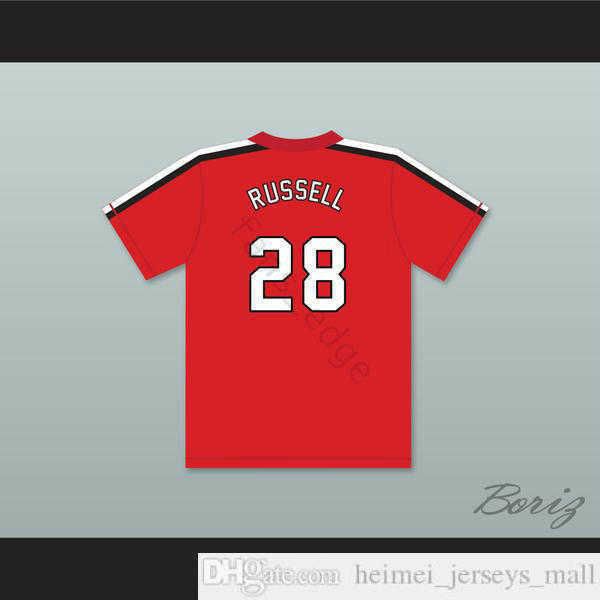 Atacado Kurt Russell 28 Portland Red Baseball Jersey Os bastardos maltratados de camisas de camisas costuradas masculinas tamanho S-xxxl