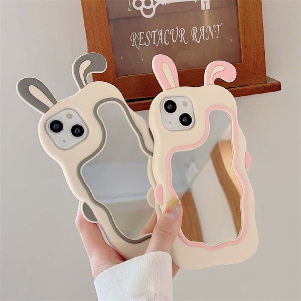 Specchio estetico Custodie per telefoni in silicone Kiyowo Rabbit Designer per iPhone 14 Pro Max Plus iPhone14 13 12 11 8 7 X XS XR Fashion Luxury Design carino Cover posteriore Soft Shell