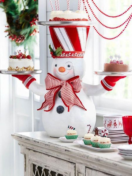 Рождественские украшения северный снеговик держатель кексов статуя закуски для конфеты для хранения стола для хранения
