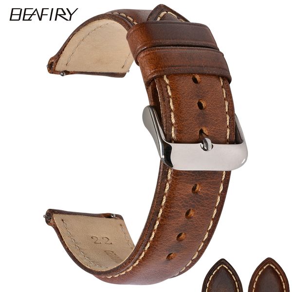 Assistir bandas Bandas Bafiry Oil Turned Leather 22mm 20mm 18mm Banda Rápula de liberação rápida Strap Brown For Men Mulheres compatíveis com 221024