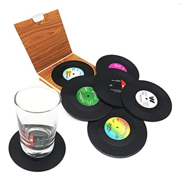 TABELA MATS 6PCS DISCO COPO DE DISCO MATACASSTERS DRING DRINHA DE DECORAÇÃO DO CASA ACESSORIO DE ACESSORES DE GAR