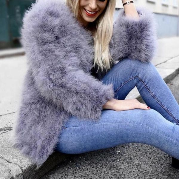 Frauen Pelz Faux Mantel Frauen Mode Mäntel Winter Real Ostrich Jacken Natürliche Türkei Feder Flauschigen Oberbekleidung Dame