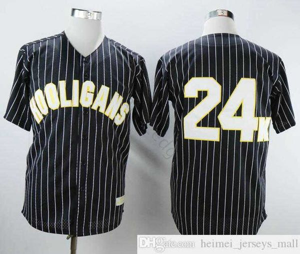 Großhandel Bruno Mars 24K Hooligans Schwarze Baseball-Trikots Genähtes Film Bruno Mars 24K Hooligans Baseball-Trikot-Shirt