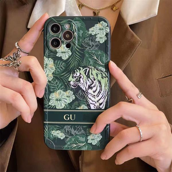 Custodie per cellulari di lusso Designer Fashion Tiger Flowers Pattern Case per IPhone 13 Pro Max 12 11 XS XR 8P 7 Custodia antiurto Shell Hot