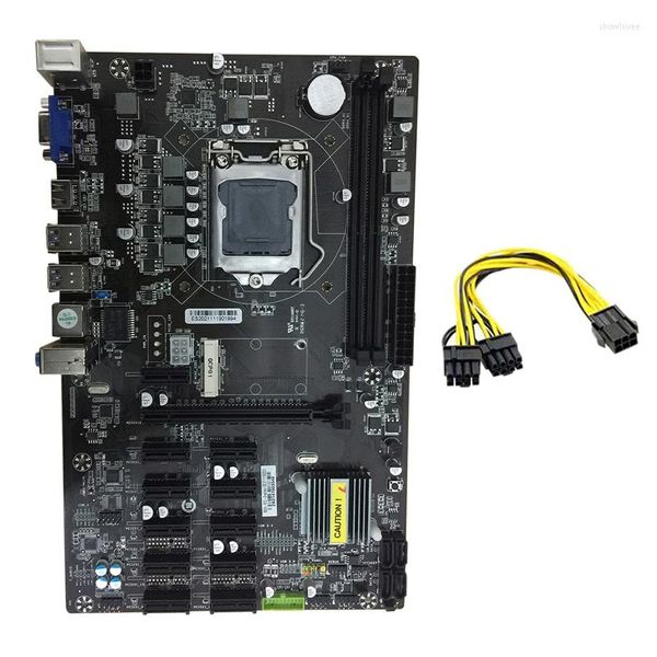 Placas-mãe -B250 BTC Mining Motherboard com cabo de alimentação de 6 pinos a 8 pinos 12 slots pci-e slots LGA1151 DDR4 Memória USB3.0 SATA3.0 MSATA