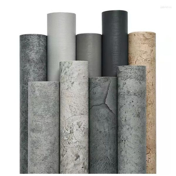 Papéis de parede de cimento diy cimento Grey Auto-adesivo para sala de estar à prova d'água quartel de bancada adesivos decorativos de parede em casa
