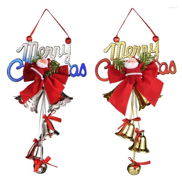 FESTIMENTOS DE FESTO 1PC Christmas Bowknot Bell Double Ornament Chas Tree Door pendurado em casa decoração pingente de moda pendurada ornamentos