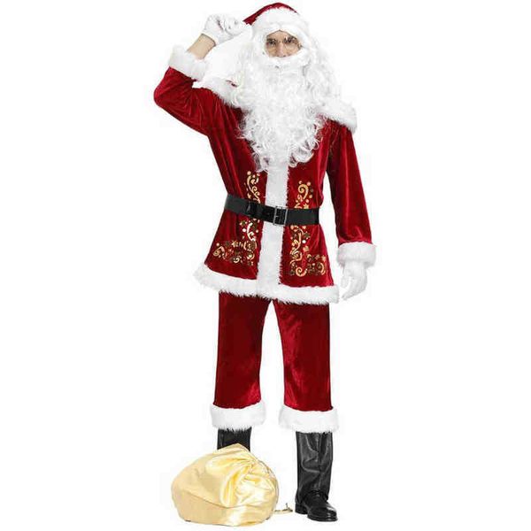 Stage Wear Uomo Babbo Natale cosplay Vieni Babbo Natale Fancy Dress Capodanno Natale Outfit Suit Uomo adulto Natale arriva T220901