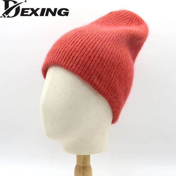 Beanieskull Caps Moda Angora Sofme Cashmere Winter Hat Women Women Rabbit Fur lantejous brilho do gorro de grossos Skullies quentes de malha 221024