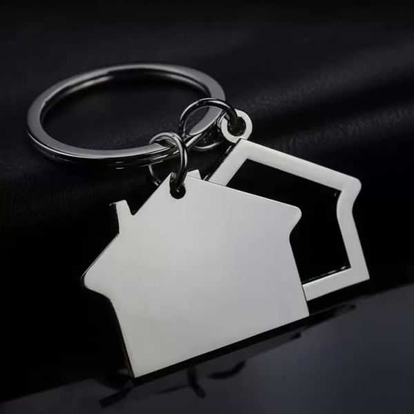 House Keychain Hut Tinket Pingente Criativo Presente Criativo Laser Double Laser Garabiner RRC93