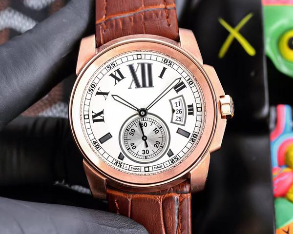 1: 1 Orologio da uomo meccanico automatico di lusso Top Cal.1904 luminoso 42mm Orologio impermeabile in acciaio inossidabile di qualità di marca Cinturino in pelle con specchio zaffiro luminoso spedizione gratuita