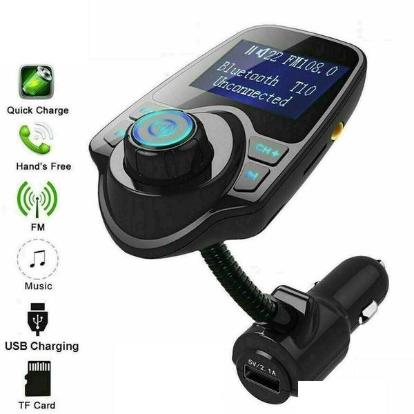 Bluetooth Car Kit Car Charge USB Сигарета зажигалка зажигалка Adapter Chargers Беспроводной автомобиль Bluetooth FM-передатчик Mp3 Радиотебор Drop Deli dhmmg