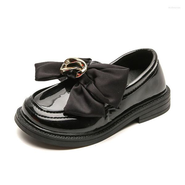 Scarpe basse giapponesi JK PU bambini fiocco stile britannico carino metallo moda scuola primavera autunno ragazze solido nero bambini casual