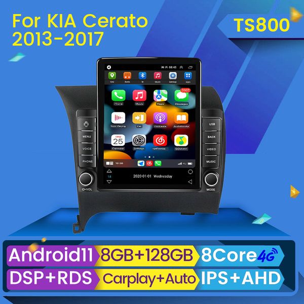 2DIN Player Android 11 CarPlay Car DVD Radio Estéreo Multimídia Video Navigation GPS para Kia K3 Cerato 3 Forte 2013-2017 2 DIN