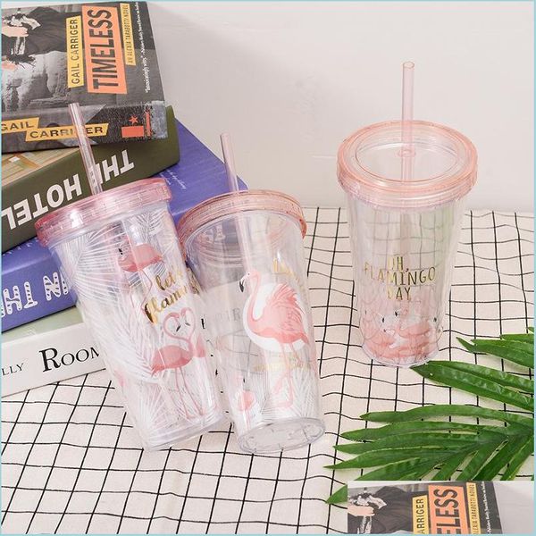 Garrafas de água originalidade Plastic St. Copo transparente deck duplo garrafa de água flash flash beverage tumbler insation cheol goto de frio del dhobu