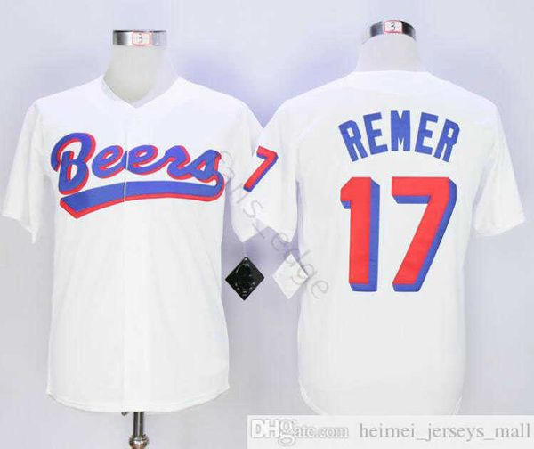 Beste Qualität: Milwaukee Beers #17 Doug Remer Baseball-Trikot, Baseketball BEERS MOVIE 44 JOE COOPER JERSEYS, genähte Baseball-Shirts