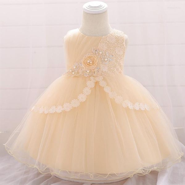 Vestidos de menina 0-24m Vestido de flor Princesa Birthding Birthday para 1º presente Baby Vestidos Party Wedding Prom