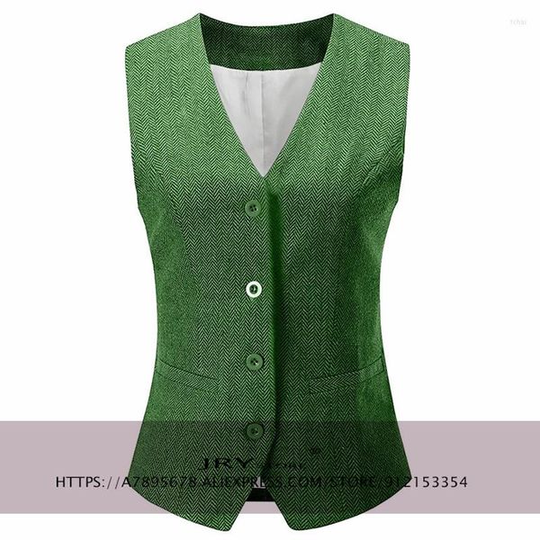 Damenwesten Damen Anzugweste Retro Herringbone Tweed Weste Kleid Steampunk Lady Jacke