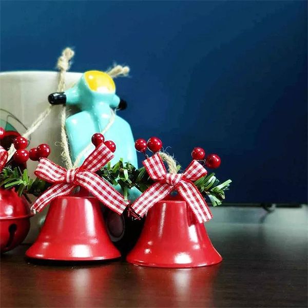 Christmas Jingle Bells Piccola mini campana natalizia con cordoncini rossi per la decorazione del festival Charms fai-da-te di ses RRC67