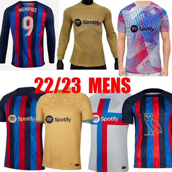 22 23 Maglia da calcio lunga Barca manica intera LEWANDOWSKI PEDRI F. DE JONG GAVI FERRAN 2022 2023 ANSU FATI MEMPHIS DEST SPECIALE Calcio