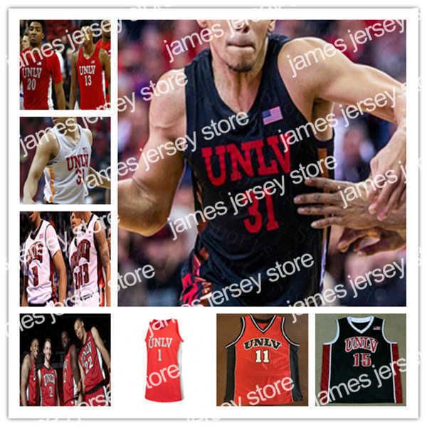 College-Basketball trägt individuelle College-Basketball-Trikots der UNLV Rebels Larry 4 Johnson David Jenkins Jr. Bryce Hamilton Caleb Grill Marvin Coleman Devin Tillis Bro