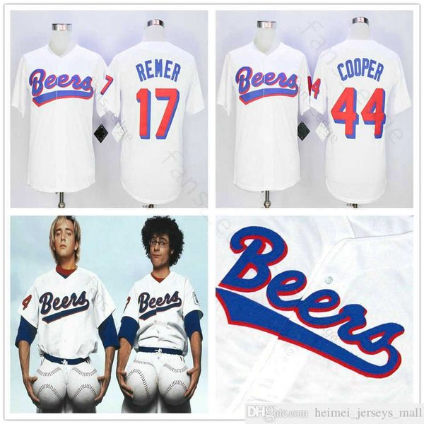 Masculino The Baseketball Beers Filme #44 Joe Coop Cooper Button Down Down Retro 17 Doug Remer Film Collection Baseball Stitched Jerseys S-3xl