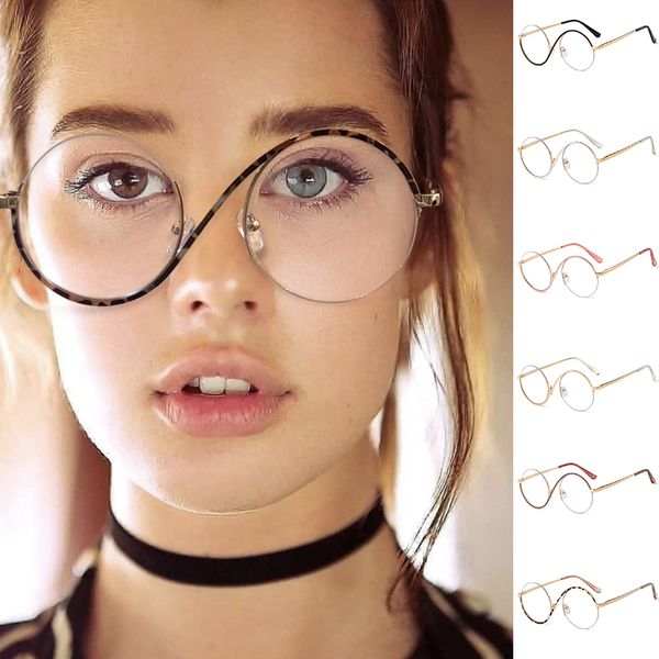 2022 Yeni Metal Yarım Çerçeve Gözleri Anti Mavi Işın Lensler Yuvarlak Gözlükler Kadın Gözlükler Günlük Dekorasyon Gözlük Aksesuarları
