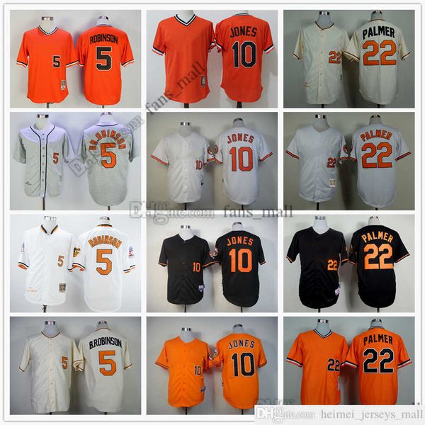 Filme Mitchell e Ness Baseball Jersey Vintage 22 Jim Palmer Jersey 5 Brooks Robinson 10 Adam Jones Schoop Stitched Breathable Sport Sale