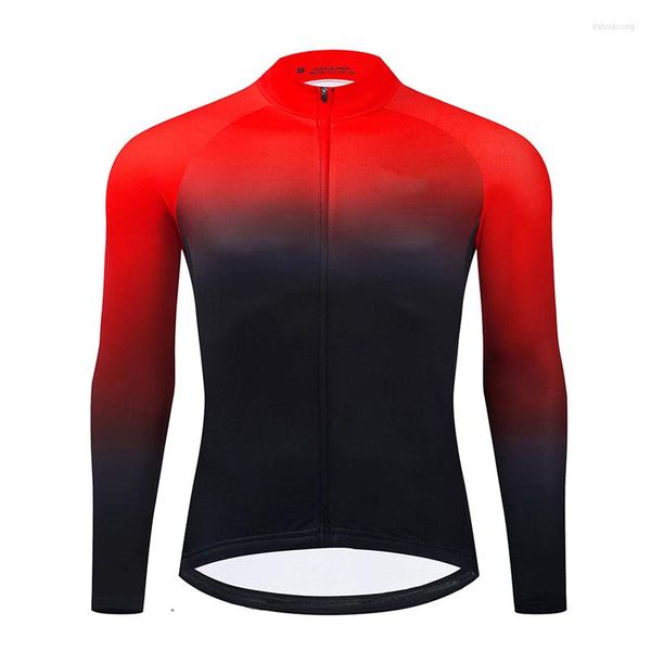 Jaquetas de corrida de manga longa tops de mountain bike jersey gradiente polysters camisas de ciclismo de estrada seca rápida