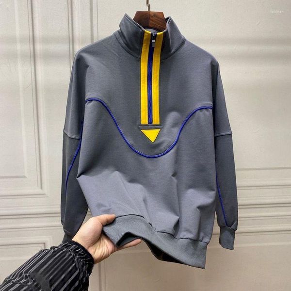 T-shirt da uomo Fonekie Autunno Collo alto Pullover Camicia a maniche lunghe da uomo 2022 Studente Coreano Trend All-match Bottoming Abbigliamento da uomo