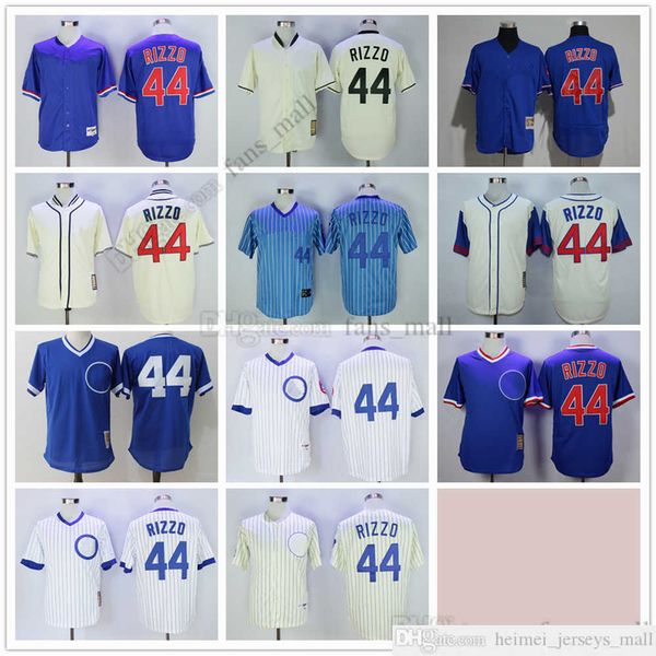 Film Mitchell e Ness Maglia da baseball Vintage 44 Anthony Rizzo Maglia cucita traspirante Sport Vendita Alta qualità Retro Uomo Crema 1929