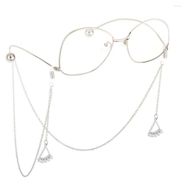 Correntes JGL0047 2022 Projeto de óculos de metal cor core ouro Triângulo de prata de pérolas Perends pendente Cadeia artesanal Lady Jewelry