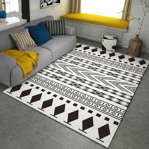 Tappeti moda moderna breve nero bianco geometrico stampa etnica zerbino/tappetino da cucina soggiorno camera da letto salotto tappeto tappeto decorativo