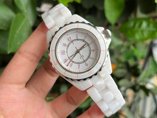 Relógio masculino J12 CH Relógios femininos Designer de relógio de cerâmica rosa quartzo 33 MM espelho de safira para mulher Contador réplica oficial Lady writewatch senhoras A08