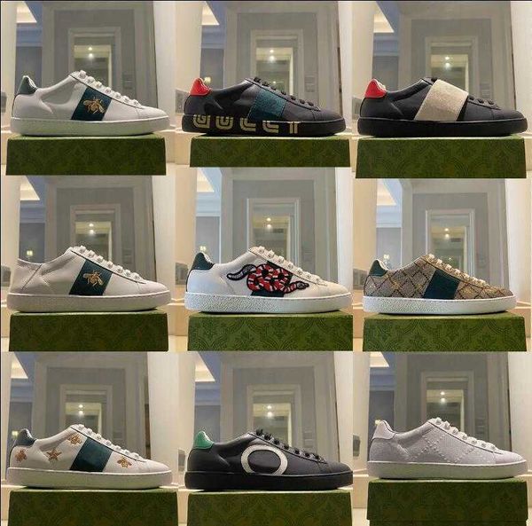 2022 Sneakers di design di lusso Scarpe da ginnastica bianche da uomo in vera pelle bianca da donna Scarpe da ginnastica in pitone con fiore di tigre ricamato NO9