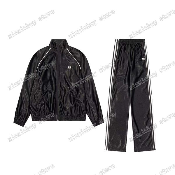 xinxinbuy Männer Designer Mantel Jacke SPORT Jacquard Brief Stoff Reißverschluss Paris Langarm Frauen Schwarz Blau Gelb S-XL