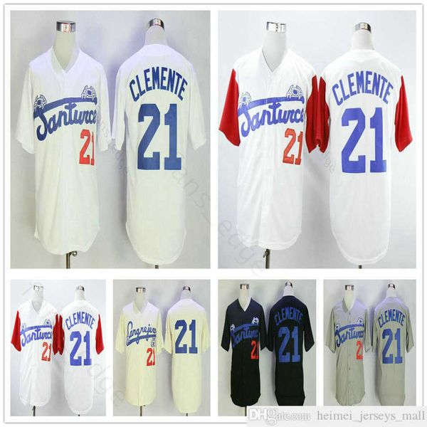 Mens Roberto Clemente Clemente Santurce Crabbers College Baseball Jersey barato 21 Roberto Clemente Clemente Jersey University Stitched Baseball Shirts