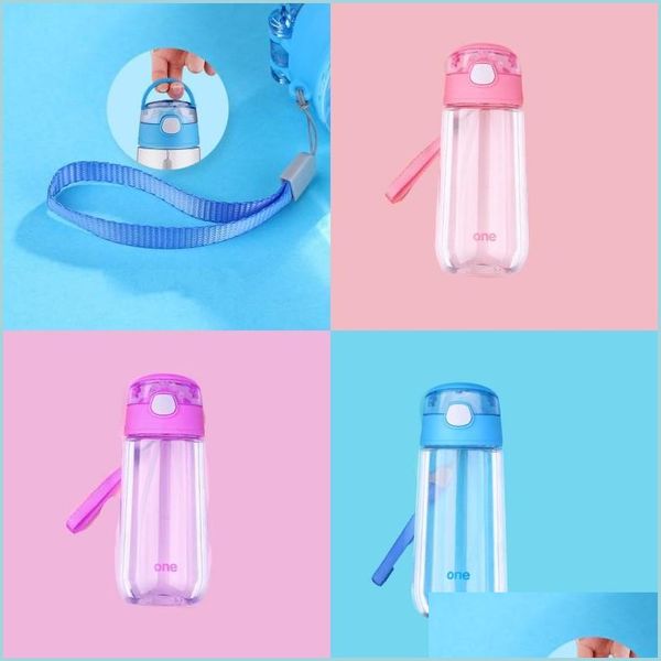 Wasserflaschen Kinder Plastikwasserflasche Hohe Kapazität Lebensmittelqualität Pp Im Freien Tragbarer Student Transparent St Cup One Click Bounce Dhovn