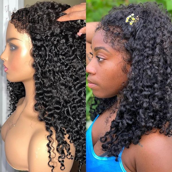 New Afro Hairstyle Black Human Hair Wig HD Lace Curly Baby Hairs Novas tend￪ncias para mulheres perucas frontais pr￩ -arrancadas 13x4 n￳s invis￭veis