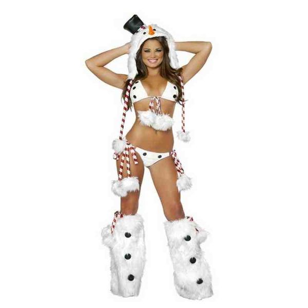 Stage Wear Christmas Snowman Penguin Cosplay Venha lingerie branca do Papai Noel com a perna mais quente T220901