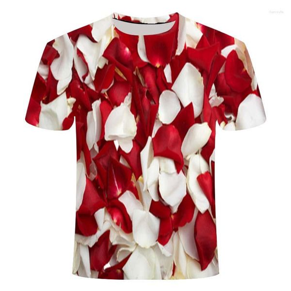 Camisetas masculinas 2022 Summer Rose Flower 3D Padring Printing T-shirt Fashion Fashion Sleeved Casual Casual Casual 3dt Camisa P