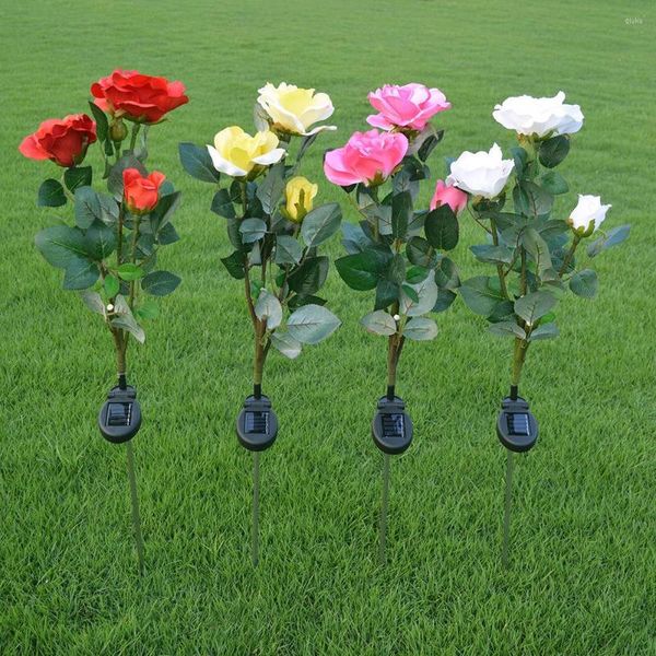 Dekorative Blumen LED Solar Simulation Rose Blume Licht Hause Lichter Garten Dekoration Rasen Lampe Wasserdichte Landschaft